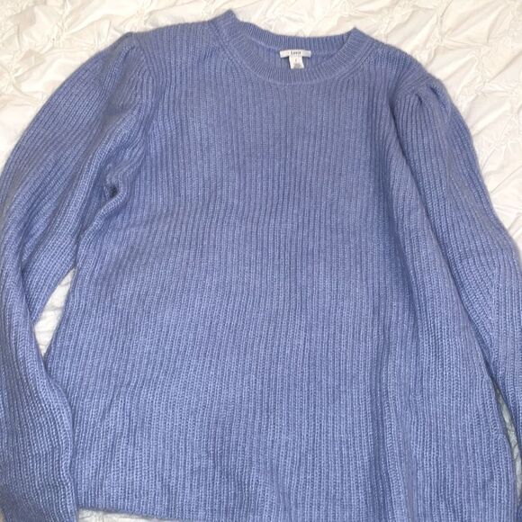 Lewit Blue NWOT 395.00  Mohair Angora Silk Merino Wool Puff Sleeve Sweater large - Picture 5 of 7
